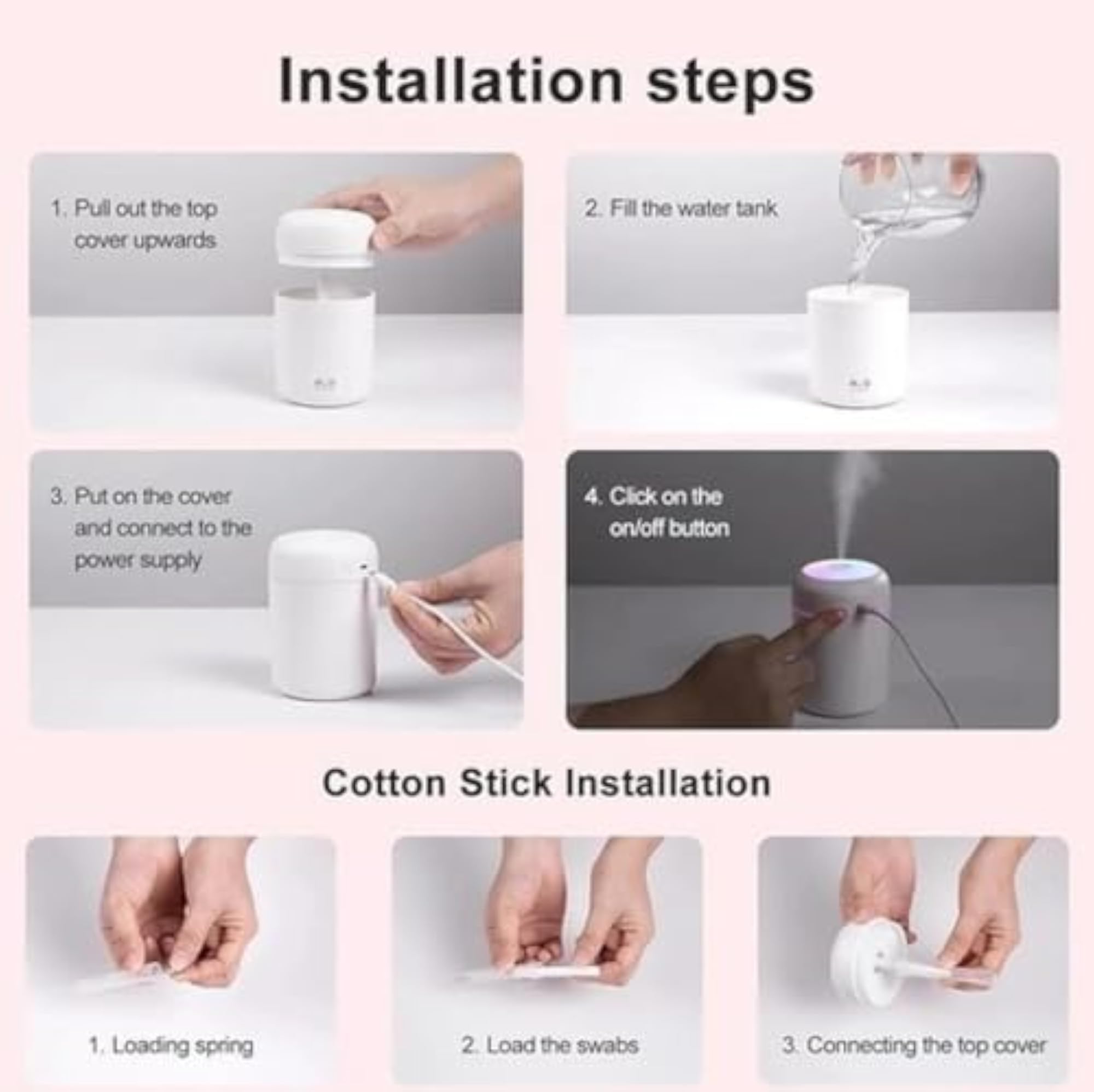 300ML Mini Mist Ultrasonic Humidifier with Colorful LED Night Light