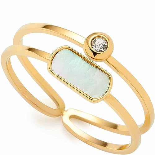 Bague femme acier inoxydable sans vert-de-gris taille 56 Leonardo nacre durable