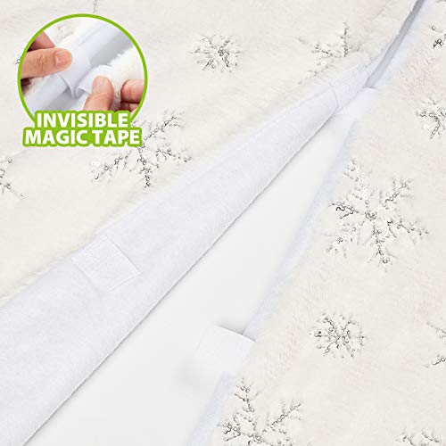 Snowy White Faux Fur Tree Skirt For Xmas Holiday Home Party Decorations Ornaments (White/Silver) & Christmas Candy Cane Lights, 10 Pack Candy Cane Pathway #TOP7