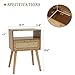 MaxSmeo Mid Century Modern Nightstand with Drawer, Small Nightstand Bedside Table, Rattan Nightstand, Wood End Table for Bedroom, Living Room (Brown)