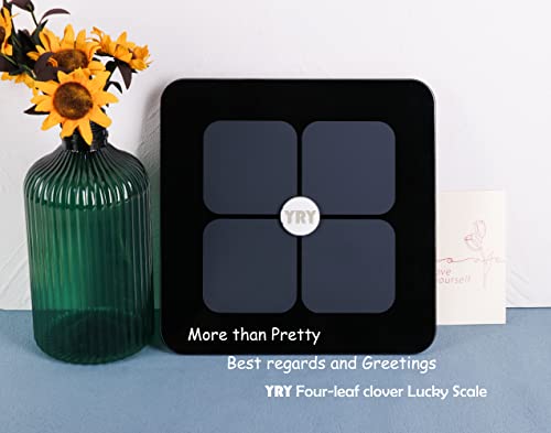 Yry Smart Body Weight Scale Four-Leaf Clover Lucky Scale Bathroom Bluetooth Weight Scale 6Mm High Tempered Glass Large Clear Led Screen 0.44-396Lbs/200G-180Kg - Black #TOP6