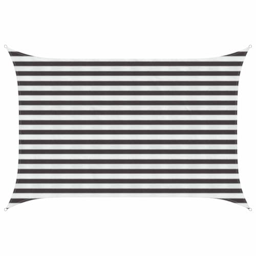 Voile d'ombrage 2x3,5m anthracite et blanc en PEHD résistant avec fixations inox pour balcon