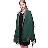 chal de lana a dos agujas rectangular 🧣DETALLE EXQUISITO🧣El diseño de borlas en cada lado le hace ser elegante y exquisita para adornar su prenda. Una bufanda perfecta de doble cara, puedes elegir entre dos colores.Puede enrollar este mantón de invierno mujer puede ponerlo en su bolsa y no produce ninguna arruga cuando quiere sacarlo a usar.