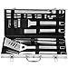grilljoy 20PCS Heavy Duty BBQ Grill Tools Set - Extra Thick Stainless Steel Spatula, Fork& Tongs. Complete Barbecue Accessories Kit in Aluminum Storage Case - Perfect Grilling Tool Set Gift