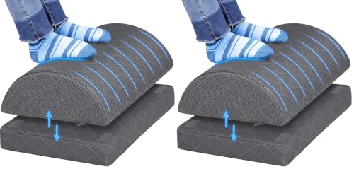 Image of CushZone Foot Rest,Desk & Gaming Accessories,Foot Rest for Under Desk at Work,Comfortable Footrest with 2 Adjustable Heights & Removable Cover, Office Desk Accessories(Gray) (Pack of 2)