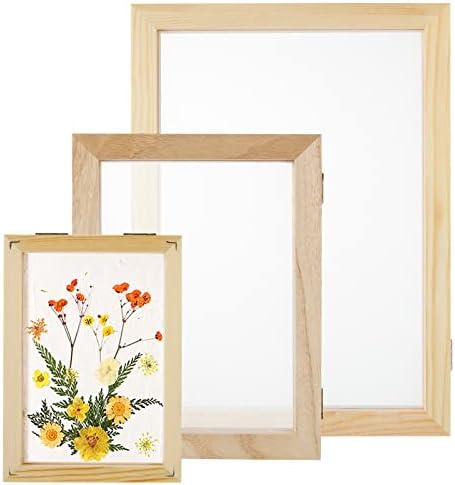 LOLYSIC 3 Pack Wooden Paper Making Kit, 3 Size Paper Making Screen, Difference Size Wood Mould and Deckle, Paper Making Supplies for DIY Paper Craft Dried Flower Handcraft (5 x 7, 7.5 x 9.8, 9.8 x 13)
