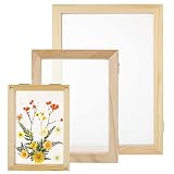 LOLYSIC 3 Pack Wooden Paper Making Kit, 3 Size Paper Making Screen, Difference Size Wood Mould and D