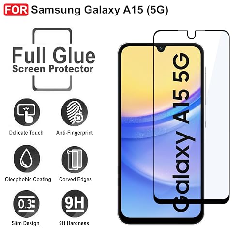 Image of CEDO Tempered Glass for Samsung Galaxy A15 (5G) | Screen Protector Full HD Quality Tempered Glass Anti-Scratch Edge to Edge Coverage with Easy Installation Kit (Black)