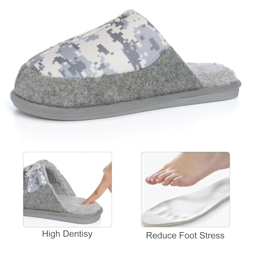 Image of GOEWY Mens Two-Tone House Slippers with Memory Foam Cozy Warm Slip On House Shoes for Indoor Outdoor Gifts for Men Him Dad