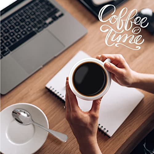 Porcelain Espresso Cups With Saucers And Spoons Set Of 6, Deecoo 2.5 Oz Coffee Cup And Saucer Set, Stackable Espresso Mugs, Small Demitasse Cup With Handle, Tiny Coffee Mugs Set #TOP5