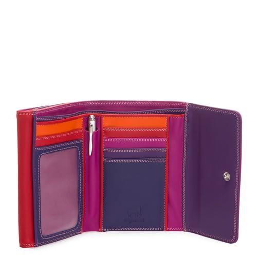 mywalit Double-Flap Wallet Leather Purse | 6 Credit Card Slots | ID Window, Coin Pockets & Pen | Sangria Multi | Classy & Compact Accessory for Men & Women | Perfect for Everyday Use2