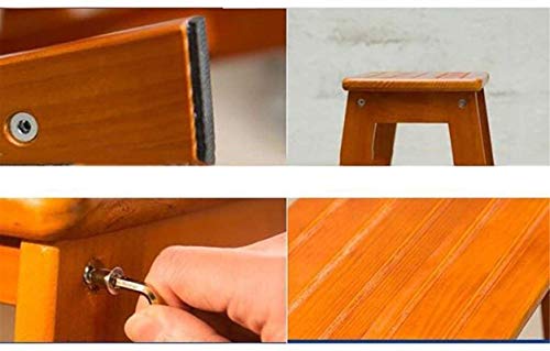 Taburete con peldaños de dos niveles fabricado en madera marrón resistente y compacta 5