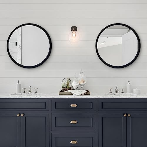 Americanflat 20" Framed Black Round Mirror - Circle Mirror For Bathroom, Bedroom, Entryway, Living Room - Large Round Wall Mirror For Wall Decor #TOP7