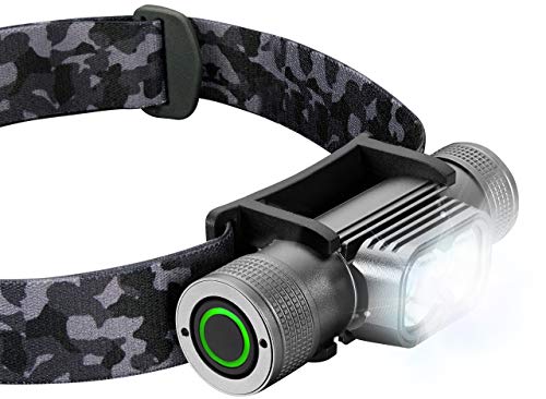 SLONIK Rechargeable Headlamp for Adults - 1000 Lumens Super Bright 60 ft Beam LED Flashlight - Lightweight, Heavy-Duty, IPX8 ,Waterproof Hard Hat Light - Camping Gear, Running Headlight, Camo