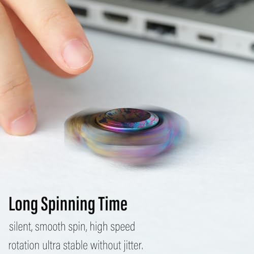 Image of FREELOVE Premium Metal Fidget Spinner for Adults, Stainless Steel Heavy Silent Spinner with Precision Bearing, Small Office Desk Toy & EDC for Stress Relief Focus ADHD, Titanium Alloy Splashed Ink