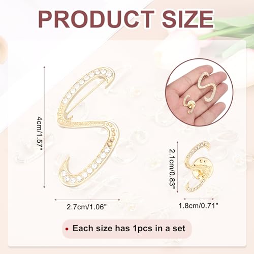 Image of PATIKIL Rhinestone Letter Brooch Pins, Initial Rhinestone Alphabet Letter Lapel Badges Pin for Women Men Suits Dress Coat