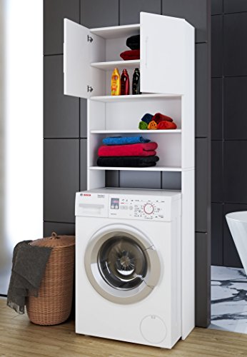 VCM cupboard cabinet bathroom/toilet Jutas, Wood, White, 190x64x25 cm VCM cupboard cabinet bathroom/toilet Jutas, Wood, White, 190x64x25 cm