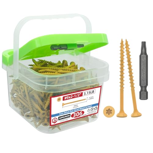Vis autotaraudeuse bois époxy antirouille avec empreinte Torx tête plate kit de 306 unités