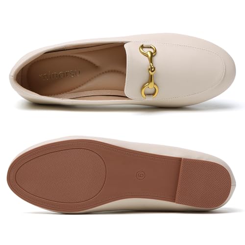 Image of Minorsu Buckle Loafers for Women Slip On Round Toe Dress Flats Business Casual Work Driving Shoes
