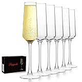 Champagne Flutes 7.5oz, Champagne Glasses Set of 6,Unique Gift for Birthday, Wedding, Anniversary, Wedding Toasting Glasses for Home Bar, Parties