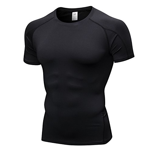 Audoc 3 Pack Men's Compression Shirt Cool Dry Athletic Baselayer Workout Short Sleeve Muscle Shirts #TOP1
