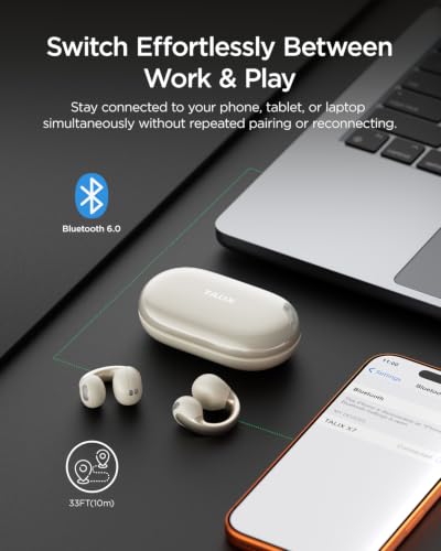 TALIX X7 Bluetooth 6.0 Open-Ear Clip-On Wireless Earbuds w/ Digital Display (Black or White) - image 6
