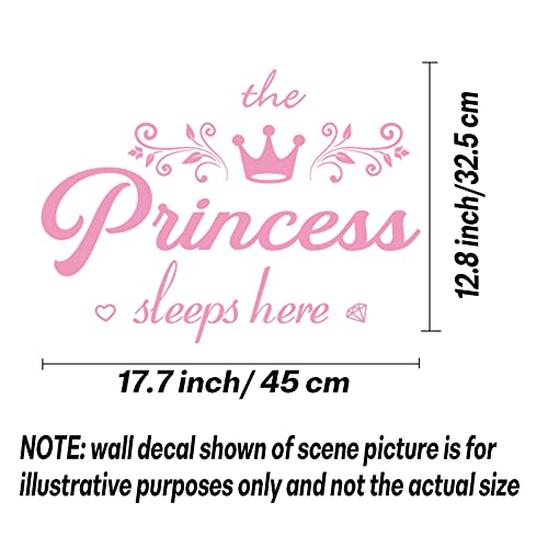 Crown Diamond Princess Sleep Here Removable DIY Mural Art Words Flower Quotes Vinyl Stickers for Kids Girls Bedroom Living Room