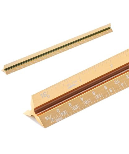 Mr. Pen- Architectural Scale Ruler, 12 inch, Gold, Aluminum Scale Ruler for Blueprints
