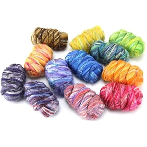 Revolution Fibers – Constellation Range Roving 12 Color Pack (300 Grams / 10.5 Oz) | Tonal Blend of 70% Dyed Merino and 30% Tussah Silk Combed Top | Fiber for Felting, Spinning Cover