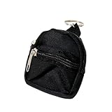 Mini mochila chaveiro para mulheres, bolsa pequena para moedas com zíper para cartão chave, batom, fone de ouvido, bolsa de cosméticos, Preto, Mini