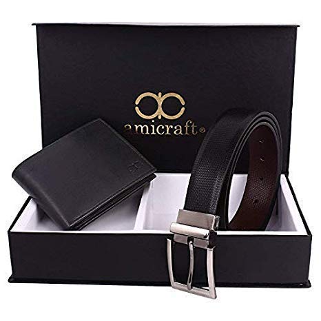 Image of Amicraft Men's Combo Pack Of Wallet & Belt