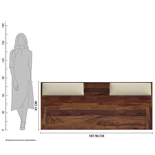 Image of Solid Wood Cazz King Size Bed with Headboard Storage | Palang Cots Wooden Double Beds for Bedroom, Living Room, Hotel and Home (Natural Finish)