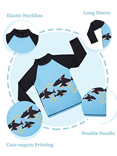 Miyang Boys Swimsuit Rash Guard Toddler Kids Long Sleeve Shark Two Piece Fish Dark Blue Tag Size 7T=6-7 Years #TOP2