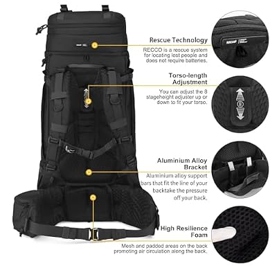 Mardingtop 75L Military Internal Frame Backpack for Men, Cordura Tactical Backpack with Recco for Snowboarding,Hiking,Camping