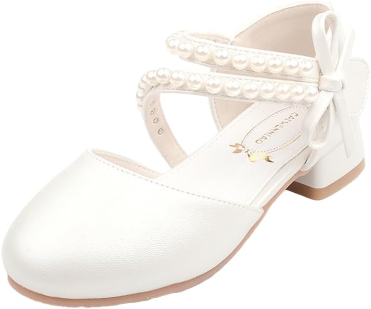 SYUKEKEYA ガールズドレスシューズ メリージェーン フラワーガール ローヒール プリンセスシューズ ウェディングパーティー用