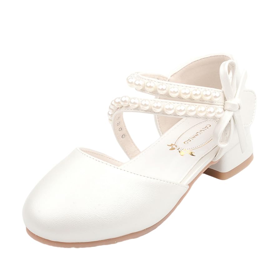 Girls Dress Shoes Mary Jane Flower Girl Low Heels Princess Shoes for Wedding Party 5544