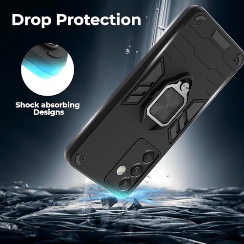 Image of A rtistque Armor Bumper Back Case Cover for Samsung Galaxy M55 / M55s / F55 5G | Stylish Ring Holder & Inbuilt Stand | Shockproof TPU Protective Design | Samsung M55 / M55s / F55 Back Cover - Black