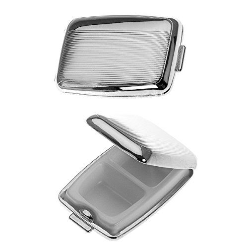 SILBERKANNE Portapillole a 2 scomparti, motivo a fili, 4,5 x 6,5 x 1,5 cm, placcato argento