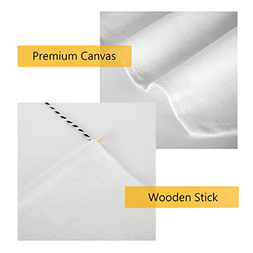 FVIEXE 8PCS Canvas Banner Blank, White Canvas Banners with Wooden Dowel, Enamel Pin Wall Display Banner Holder for Enamel Pins Lapels Badges Buttons Patches Collection, 26 x 30cm