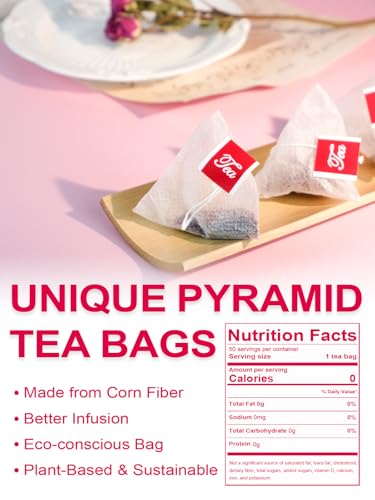Image of TeeLux Hibiscus Tea Bags, Natural Hibiscus Flowers Herbal Tea, Caffeine Free, Refreshing Tart Flavor, Hot & Iced Tea, 50 Count