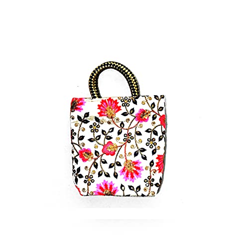 Image of Smile Sellers Tote Bags for Women with Zipper | Shopping Bag for Grocery, Travel, Beach | Shoulder Handbags(8x8 Inch)