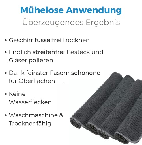 Geschirrtücher EliXito Ultra Saugstark und Streifenfrei, 4 Stück