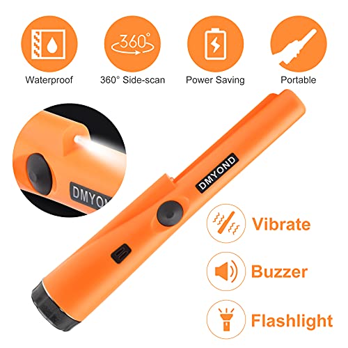 Metal Detector Pinpointer, Professional Waterproof Handheld Pin Pointer Wand, Search Treasure Pinpointing Finder Probe With 9V Battery And Led For Adults, Kids - Orange #TOP4