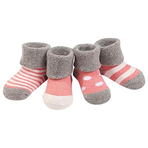 4 Pairs Baby Winter Socks Cozy 0-6 Months Toddler Boys Girls Thick Warm Cotton Socks Mid-calf Dark Pink, XS Cover