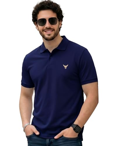 Image of AUSK Men's Half Sleeve Regular Tshirt Colorblock Polo Neck Black