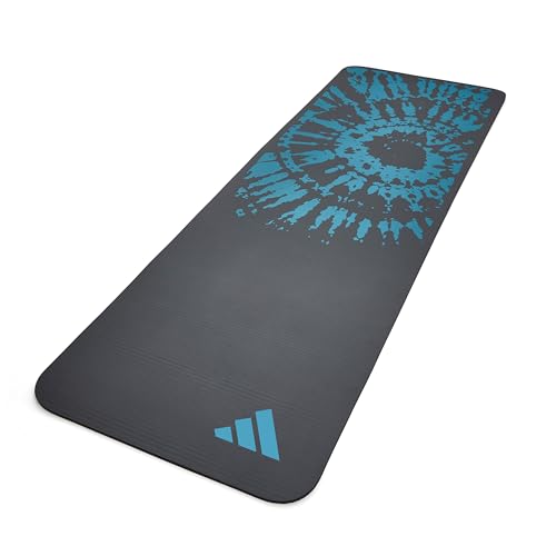 Image of adidas Tie-Dye Yoga Mat with Carry Strap - 10mm Thick Exercise Mat, Non-Slip for Yoga, Pilates, Stretching, Fitness & Gymnastics, Yoga Accessories for Women, Home Gym & Workout Mat, Home Gym Equipment
