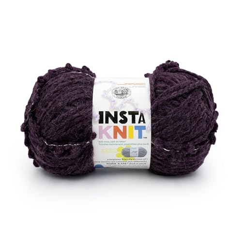 Lion Brand Yarn InstaKnit Beginner Yarn for Knitting, Plum Luck, 1 Pack