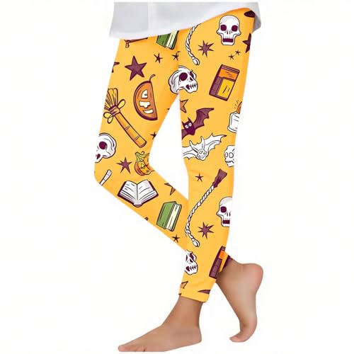 Halloween Leggings for Girls Pumpkin Ghost Bat Print Festive Toddler Tights Pants Slim Long Trousers