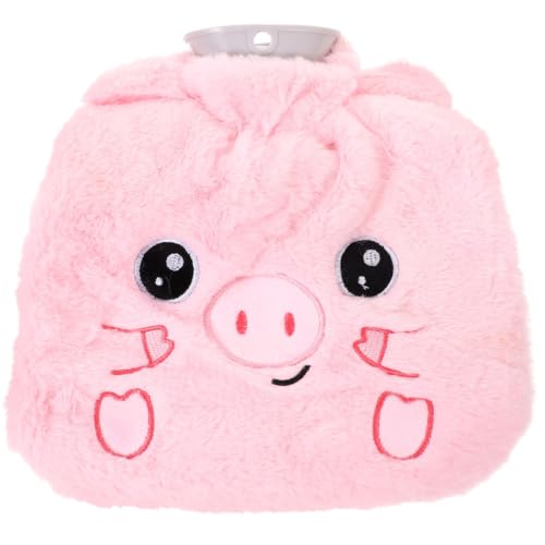 Bolsa de agua caliente de PVC rosa Abaodam con funda de felpa para el invierno
