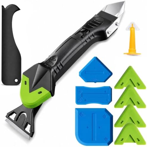 5-in-1 Silicone Caulking Tool Kit with Stainless Steel Remover, Gray